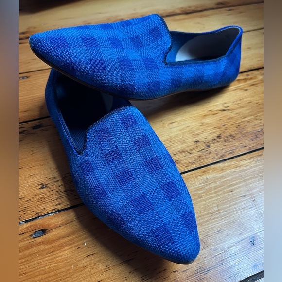 Rothy’s pointed loafers8.5 in Lazuli Gingham blue